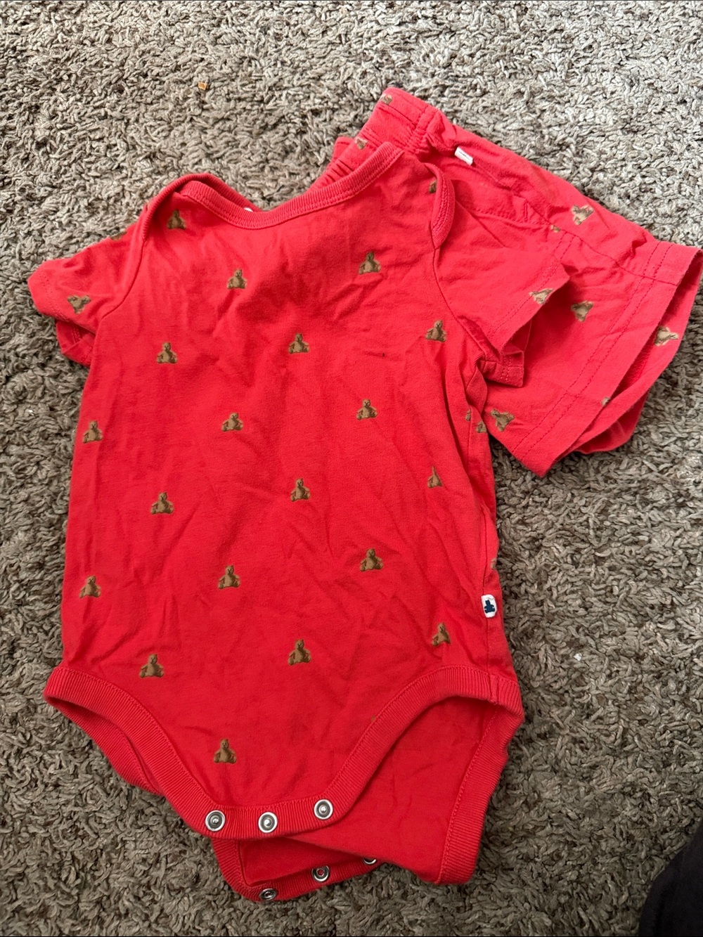 GAP Red Baby Bodysuit Set with Small Brown Print